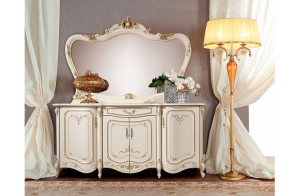 Комод для посуды с зеркалом Элиза (беж)